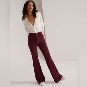 Favorite Daughter The Valentina High Waist Flare Corduroy Jeans Maroon NWT Sz 25